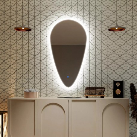 Su Misura Specchio Irregolare Filo Lucido Retroilluminante led 20W con bordo sabbiato + pulsante touch art. spe193