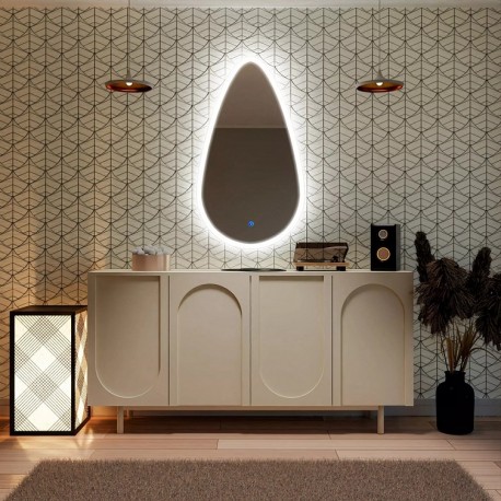 Su Misura Specchio Irregolare Filo Lucido Retroilluminante led 20W con bordo sabbiato + pulsante touch art. spe195