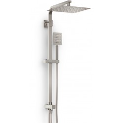 Colonna doccia quadra Zeus Metaform con deviatore a due vie soffione + doccetta in acciaio inox aisi 304 spazzolato