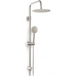 Colonna doccia tonda Poseidon Metaform con deviatore a due vie soffione + doccetta in acciaio inox aisi 304 spazzolato