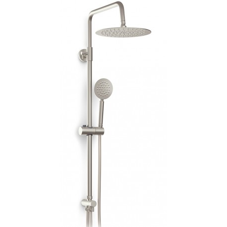 Colonna doccia tonda Poseidon Metaform con deviatore a due vie soffione + doccetta in acciaio inox aisi 304 spazzolato