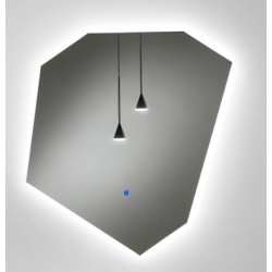Su Misura Specchio Irregolare Filo Lucido Retroilluminante led 20W con pulsante touch integrato modello astratto