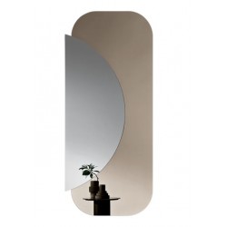 Specchio "Ibisco" formato da 2 lastre sovrapposte, di cui una di colore bronzo