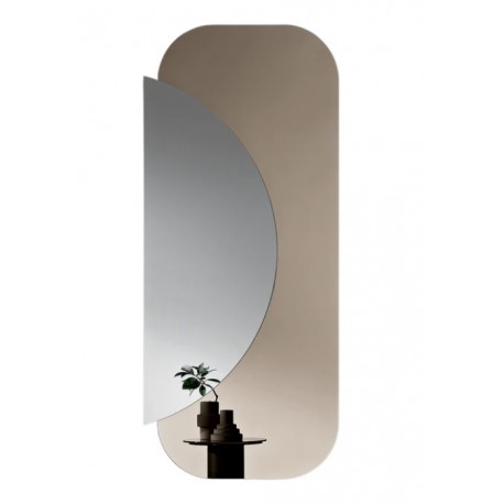Specchio "Ibisco" formato da 2 lastre sovrapposte, di cui una di colore bronzo