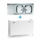 Mobile sottolavello bianco frassinato 120x50 + lavello inox 2 vasche con gocciolatoio a sinistra