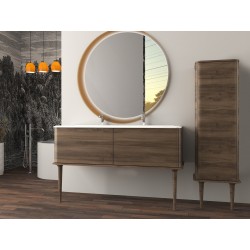 su misura specchio tondo retroilluminato led 20W con cornice oro in plexiglass mod.or14