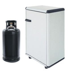 Mobile Porta Bombole Gas in PVC Grigio a 1 Anta con Maniglia e Piedi Antiscivolo - Misura 59x39x92 cm - Ideale per Esterni
