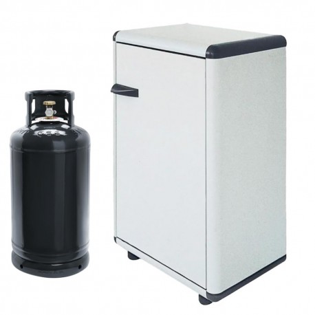 Mobile Porta Bombole Gas in PVC Grigio a 1 Anta con Maniglia e Piedi Antiscivolo - Misura 59x39x92 cm - Ideale per Esterni