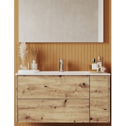 Mobile bagno rovere oro 80x46 cm. completo di lavabo in ceramica + specchio led da selezionare in fase di ordine