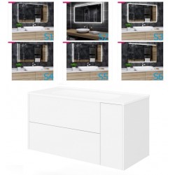 Mobile bagno bianco opaco 80x46 cm. completo di lavabo in ceramica + specchio led da selezionare in fase di ordine