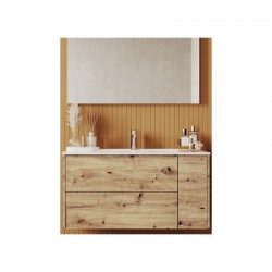 Mobile bagno rovere oro 101x46 cm. completo di lavabo in ceramica + specchio led da selezionare in fase di ordine