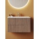 Mobile bagno cannettato tabacco 81x46 cm. completo di lavabo in ceramica + specchio led da selezionare in fase di ordine