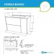 Mobile bagno cannettato bianco opaco 81x46 cm. completo di lavabo in ceramica + specchio led da selezionare in fase di ordine