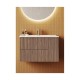 Mobile bagno cannettato tabacco 101x46 cm. completo di lavabo in ceramica + specchio led da selezionare in fase di ordine