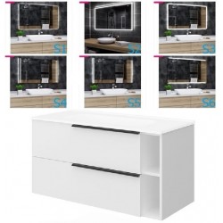 Mobile bagno bianco lucido 101x46 cm. completo di lavabo in ceramica + specchio led da selezionare in fase di ordine