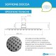 Soffione doccia tondo diametro 200 mm ultra slim in acciaio inox 304 cromato anticalcare
