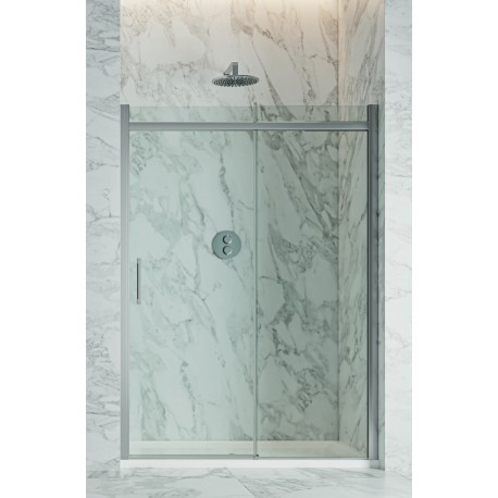 Box doccia scorrevole per nicchia cristallo trasparente 8 mm profili in acciaio inox lucidi altezza 200 cm art. fla601