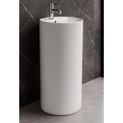 Lavabo tondo Freestanding in ceramica bianca lucida mod. Jolly