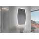 Su Misura Specchio Irregolare con disegno sabbiato Filo Lucido Retroilluminante led 20W art.116 con pulsante touch integrato