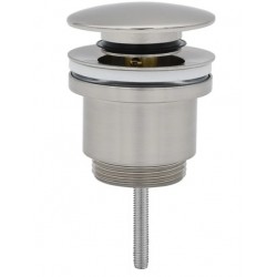 Piletta Click Clack UNIVERSALE In acciaio spazzolato Con Tappo tondo da  1"1/4 per lavabo o bidet con o senza troppo pieno