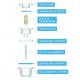 Piletta Click Clack UNIVERSALE In acciaio spazzolato Con Tappo tondo da  1"1/4 per lavabo o bidet senza troppo pieno