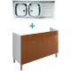 Mobile sottolavello Teak 20x50 + lavello inox 2 vasche con gocciolatoio a destra