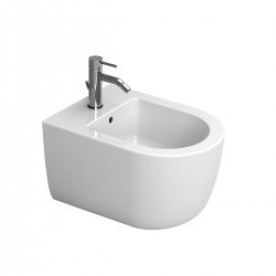 Bidet sospeso serie mirto round short di Dolomite in ceramica bianco lucido