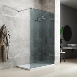 Parete walk-in 110 cm. con profilo cromo lucido cristallo fumè 8 mm trattamento anticalcare altezza 195 cm.