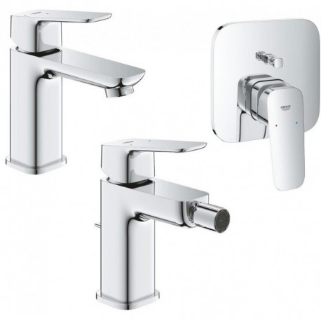 Miscelatori Cubeo di Grohe Lavabo Prolungato + Bidet con Pilette Click Clack + Doccia Incasso con Deviatore