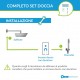 kit set doccia braccio, soffione e doccino con flessibile + presa acqua modello square quadro cromato