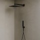 kit set doccia braccio, soffione e doccino con flessibile + presa acqua modello square quadro nero opaco