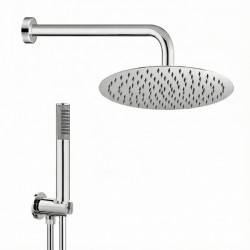 kit set doccia braccio, soffione e doccino con flessibile + presa acqua modello round tondo cromato
