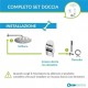 kit set doccia braccio, soffione e doccino con flessibile + presa acqua modello round tondo cromato