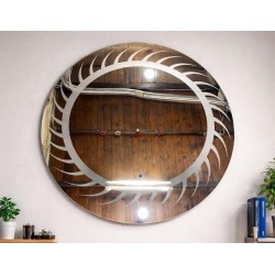 Specchio Bagno Tondo Su Misura con disegno sabbiato Retroilluminante led 20W e pulsante touch integrato art. New Orleans