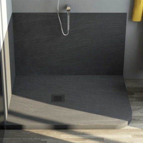 Piatto Doccia in Pietra Sintetica Ardesia 70x120 Asimmetrico Stondato