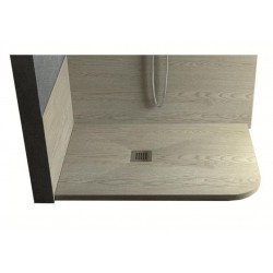 Piatto Doccia in Pietra Sintetica Effetto Legno 80X100 cm Asimmetrico Stondato