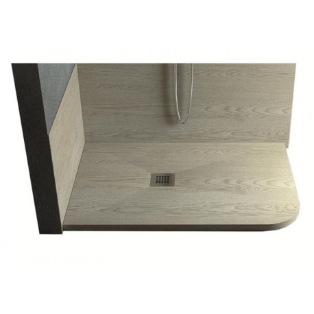 Piatto Doccia in Pietra Sintetica Effetto Legno 80X100 cm Asimmetrico Stondato