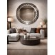 Specchio Bagno Tondo Su Misura con disegno sabbiato Retroilluminante led 20W e pulsante touch integrato art. New Orleans