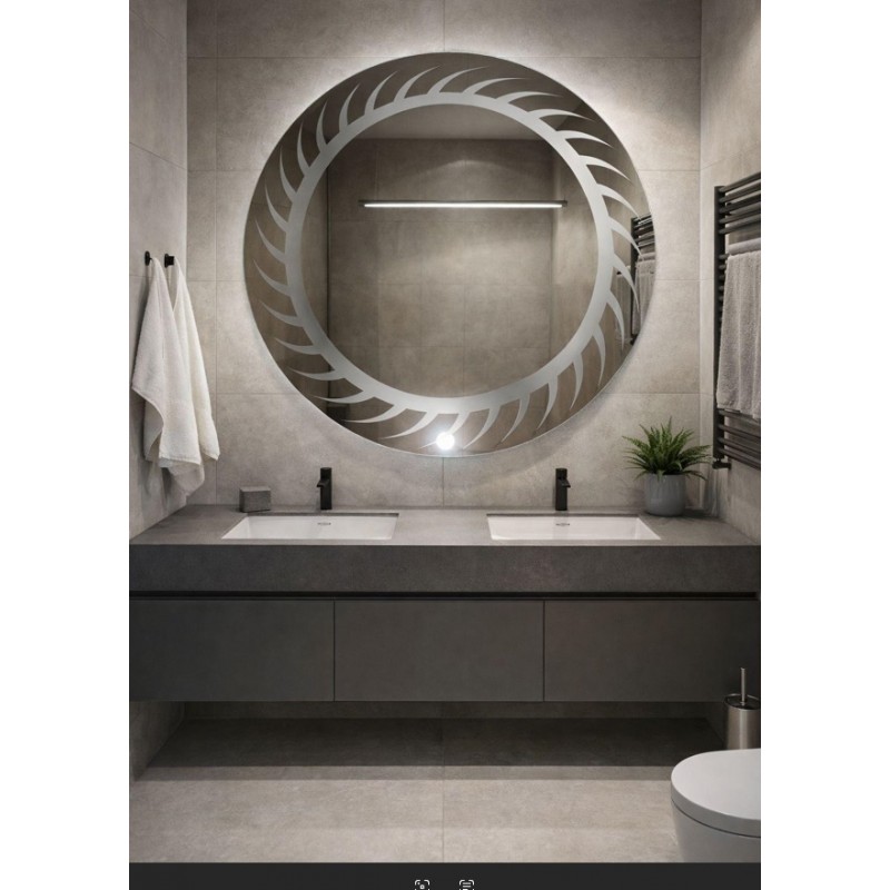 Specchio Da Bagno Rotondo A LED Butylux 24 Pollici - Touch Screen 3 Colori 3000K/4000K/6000K Dimmerabile Antiappannamento IP54
