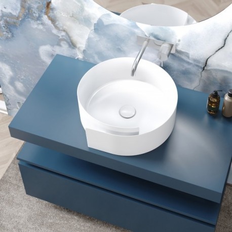 Lavabo da appoggio 43 larghezza x 45 profondità in ceramica bianca modello flumen 45