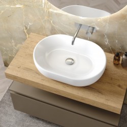 Lavabo da appoggio 59,5 larghezza x 42 profondità in ceramica bianca modello eurus 60