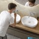 Lavabo da appoggio 59,5 larghezza x 42 profondità in ceramica bianca modello eurus 60