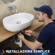 Lavabo da appoggio 59,5 larghezza x 42 profondità in ceramica bianca modello eurus 60