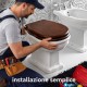 Sedile wc per Hidra vaso Ellade in Legno Poliestere Colato Noce Scuro - Fissaggio con cerniere passanti