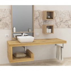 Top Bagno Larghezza 90 x Profondità 45 cm in abete per lavabi d'appoggio