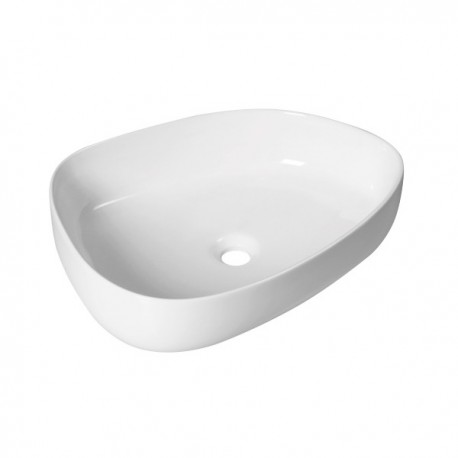 Lavabo da appoggio 54,5 larghezza x 42 profondità cm. in ceramica bianca modello nebula 55