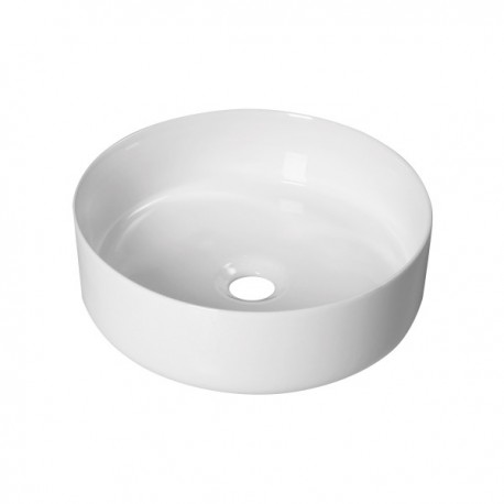Lavabo da appoggio forma tonda diametro 36 cm. in ceramica bianca modello lumen 36
