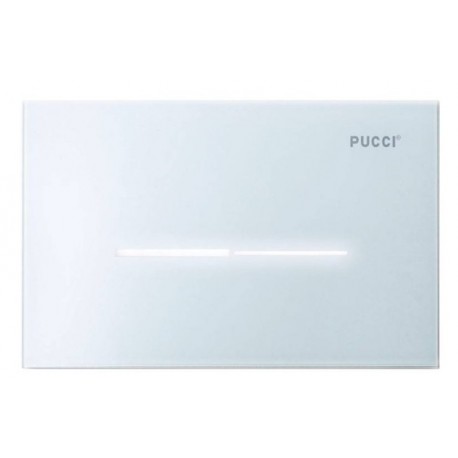 Placca per cassetta Pucci Eco Sfioro 2 Pulsanti in vetro Bianco Lucido