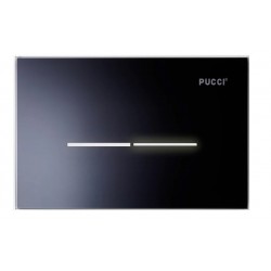 Placca per cassetta Pucci Eco Sfioro 2 Pulsanti in vetro Nero Lucido