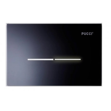 Placca per cassetta Pucci Eco Sfioro 2 Pulsanti in vetro Nero Lucido
